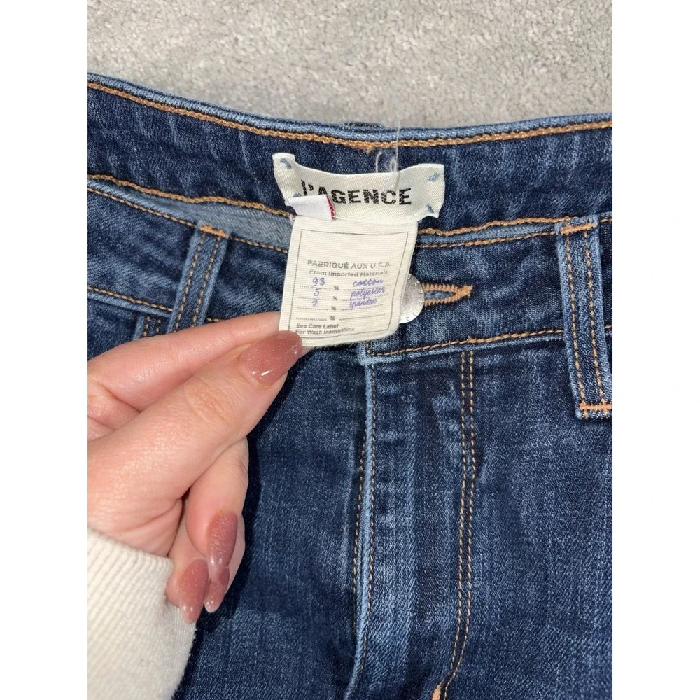 L'Agence High Line‎ Distressed Skinny Jeans Fringe Hem Blue Sz 29